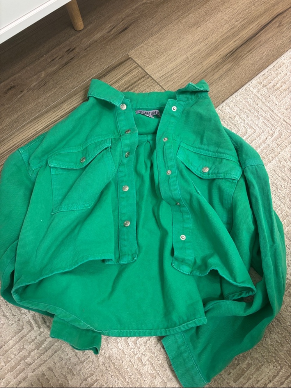 Signature Emerald Green Button-Front Shirt Jacket